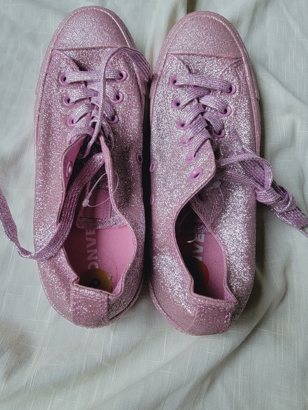 Converse Pink Glitter Low-Top Sneakers Chucks Kicks Nwob Pls See All Pics - Picture 4 of 14